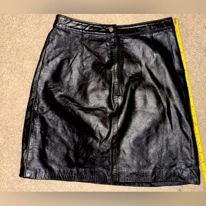 New Bermans Real Black Leather Skirt